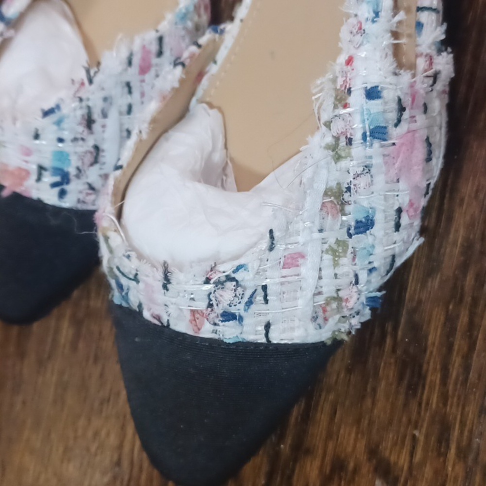 SweetTweed Cap Toe Slingback Flats W/lleather Soles sz.9 - Picture 7 of 7